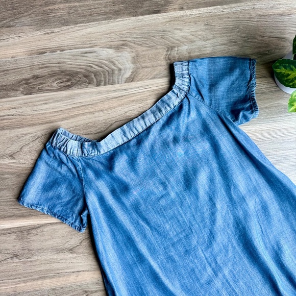 Cato Blue Chambray Off Shoulder Short Sleeve Dress – Size XS - Picture 3 of 10